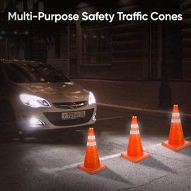 ASAB High Visibility 18" Pop Up Safety Cone Quality Road Traffic Cones Portable Warning Emergency Sign Football Sport Road Parking Driving Practice Collapsible Street Works Road Guard Barrier Cone (1)