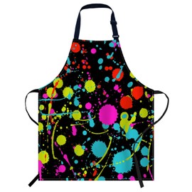 Smooffly Neon Splatter Pattern Apron Chefs Apron, Cooking and Baking Apron for Men and Women, Kitchen Aprons, Butchers Apron, BBQ & Catering Bibs
