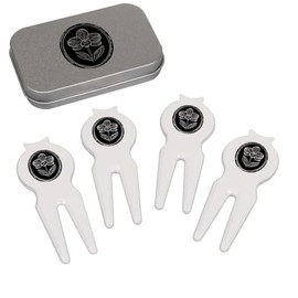 Azeeda 'Orchid Flower in Oval Frame' Golf Divot Tool/Repair Fork Gift Set (GO00065549)