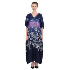 Miss Lavish London Elegant Blue Kaftan Dresses for Women - Versatile Beach Coverups, Plus Size African Dubai & Moroccan Kaftans - Ideal for Loungewear & Swimwear Modern Caftans Long Dresses, XX-Large