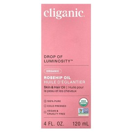 Cliganic 100% Pure Organic Rosehip Oil, Cold-Pressed & Unrefined, Natural Face & Skin Moisturizer for Anti-Aging, Scars, Hair & Nail Care, 4 fl oz