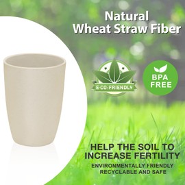 Mfacoy Wheat Straw Cups Set of 6, 12 oz Unbreakable Drinking, Reusable, Stackable Tumbler, Colourful Water Cup Set for Kitchen, BPA Free, Dishwasher & Microwave Safe, with 6 Colors Cups