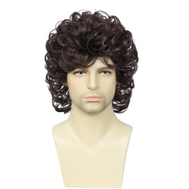 Traqur Mullet Wigs for Men,Mens Realistic,Bowl Cut Wig,Funny Wigs (Dark Brown)