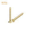 sourcing map Brass Wood Screws, 40Pcs M3 x 25mm Slotted