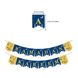 Pacpod Ramadan Kareem Banner Party Decoration Supplies Blue And Yellow