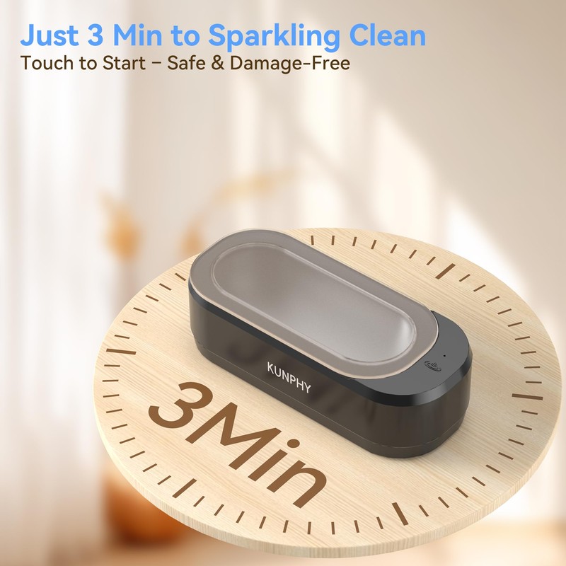 KUNPHY Jewelry Cleaner, 46KHZ, 12OZ Capacity, Ultrasonic Jewelry Cleaner with