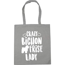 Hippowarehouse Crazy Bichon Frise Lady Tote Shopping Gym Beach Bag 42cm x38cm, 10 litres