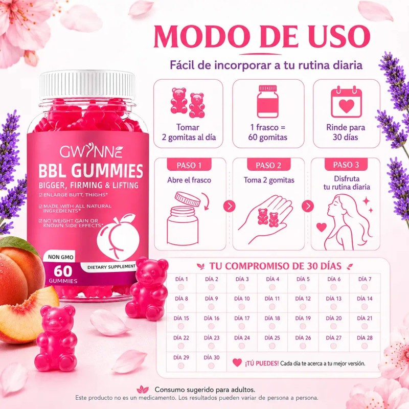 Gwynne Bbl Gummies Fenogreco Aumento De Senos Y Glúteos Gominolas