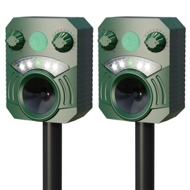 Deer Repellent Device Cat Repellent Outdoor Dog Repellent for Yard Solar Animal Repeller Ultrasonic Squirrel Repeller Waterproof Racoon Fox with Motion Activated Sensor Flashing Light 5 Modes