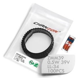(Pack of 100 Pieces) Chanzon SMD Zener Diode 0.5W 39V ZMM39 ZMM39V LL-34 (SOD-80 MiniMELF / 1206) 0.5 Watt 39 Volt Silicon Glass Zener Diodes