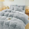 ERLOXO Fluffy Comforter Cover Set Queen - Fuzzy Plush Bedding