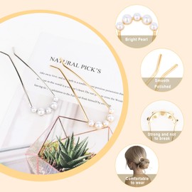 Pearl French Hair Pin Metal Gold Silver Hair Pins for Women Buns U Shaped Hair Pins for Women Styling Hair Fork for Thick Hair Girls Hair Accessories