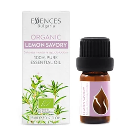 Essences Bulgaria Organic Lemon Savory Essential Oil 5 ml Satureja Montana Citriodora For Immune System, Vitality, Health, Sensitive and Dry Skin, Aromatherapy, Therapeutic