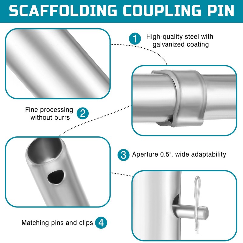 Otoolling 24 Pack Scaffolding Coupling Pins 1-3/8" OD x 9"