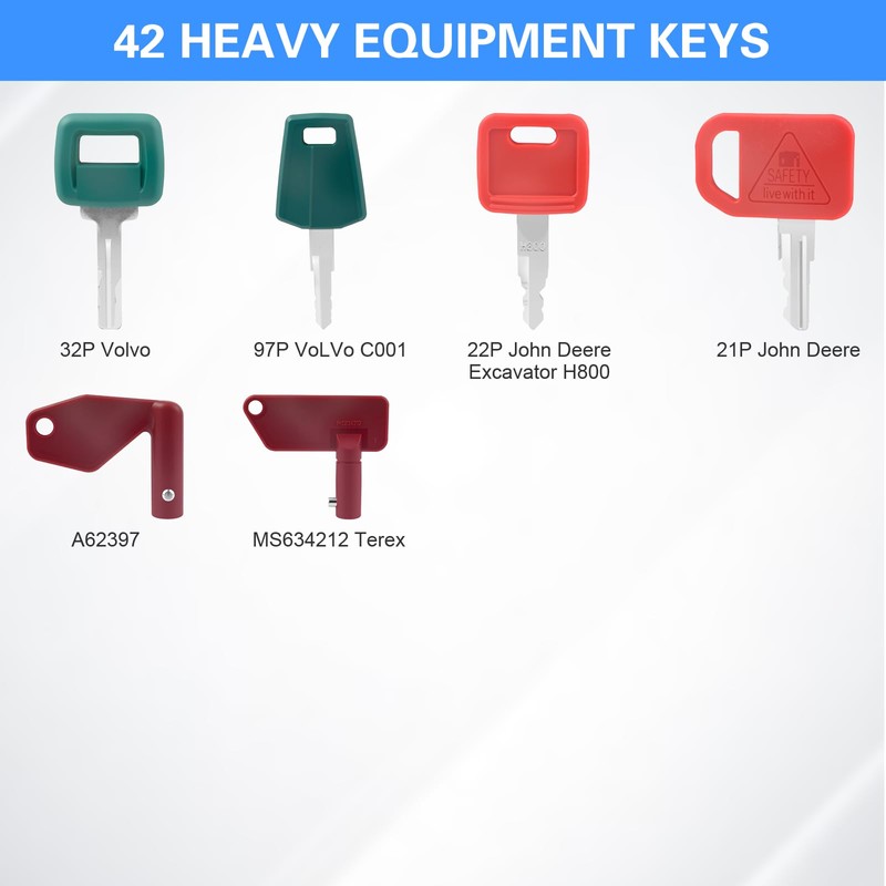 42PCS Heavy Equipment Keys Master Set, Universal Operator Construction Ignition