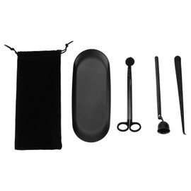 Wick Cutter Black Stainless Steel Candle Accessories With Wick Hook Extinguisher Tray Storage Bag for Candle Lovers Gift