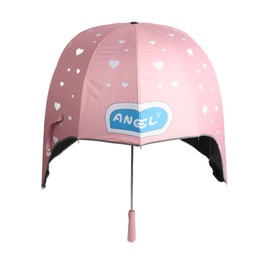Cute Helmet Umbrella UV Resistant Windproof Rainproof Helmet Shaped Dome Umbrella Bubble Umbrella Coverage for All Seasons Adult Pink