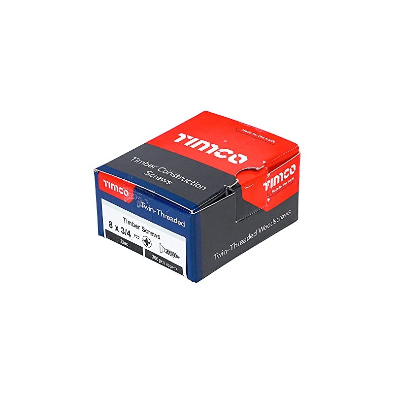 TIMCO Twin-Threaded Woodscrews - PZ - Double Countersunk - 8