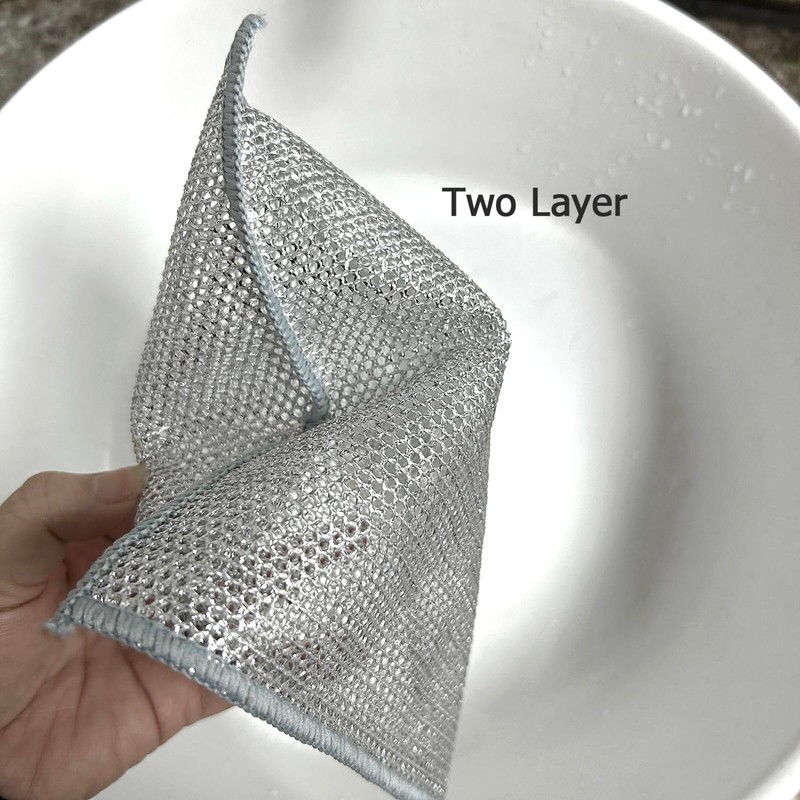 6 PCS Double Layer Non Scratch Wire Dishwashing Cloths Multipurpose