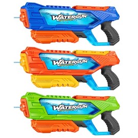 Quanquer 1000cc Water Guns for Kids Adults - 3 Pack Fast-Fill Super Squirt Blaster Soaker with 32 Feet Shooting Range Pump Action Summer Gift Outdoor Toys for Swimming Pool Beach Water Fighting