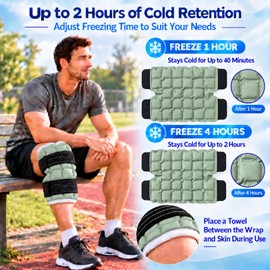 MR.ICE Knee Ice Pack Wrap for Pain Relief, Hot & Cold Gel Compress Green
