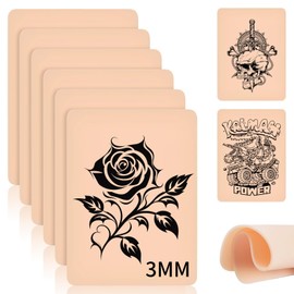 3 mm Tattoo Practice Skin, Pack of 6 20 x 15 cm Practice Skin Tattoo Artificial Skin Tattoo Upgrade Thickened, Blank Tattoo Practice Skin for Tattooing for Beginners and Tattoo Artists