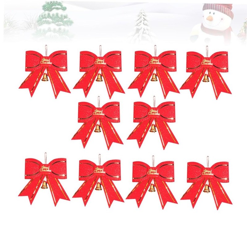 Levemolo 10pcs Christmas Bell Ornaments Large Bowknot Design Xmas Tree