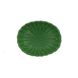 kn-G1-2006-0-03 Tableware East Oval Delicacy Small Dish (Chrysanthemum Flower) Green