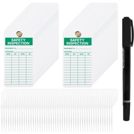 Lionshop Safety Inspection Tags for Accident Prevention, Fire Extinguisher Tags with Zip Ties Multi Purpose Cable Ties for Scaffolds, Ladders, Fire Extinguisher, Inventory, Machinery, Pack of 50