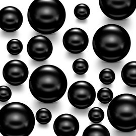 Hicarer 120 Pcs Pearl for Vase Pearls Bead for Centerpieces Makeup Brush Holder Filler Assorted Round Faux Pearl Beads for Wedding Home Decor, 14/20/ 30 Mm(Black)