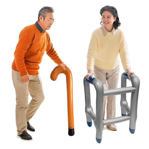 GDLPZM Inflatable Walking aid Cane, Halloween Christmas Disabled handrail Prop,