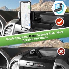 SQQP Dash Phone Holder with Metal Rod Fit for 2015-2020 Ford F150 Cellphone Phone Mount