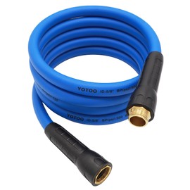 YOTOO Heavy Duty Hybrid Short Garden Hose, Lead in Water Hose 5/8-Inch by 10-Feet 150 PSI, Kink Resistant, All-Weather Flexible with Swivel Grip Handle and 3/4" GHT Solid Brass Fittings, Blue