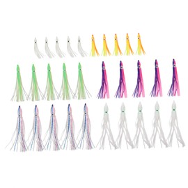 Kisangel 30pcs Squid Baits Lifelike Octopus Fake Lures for Fishing for Saltwater Freshwater Multi Durable Fishing Tackle