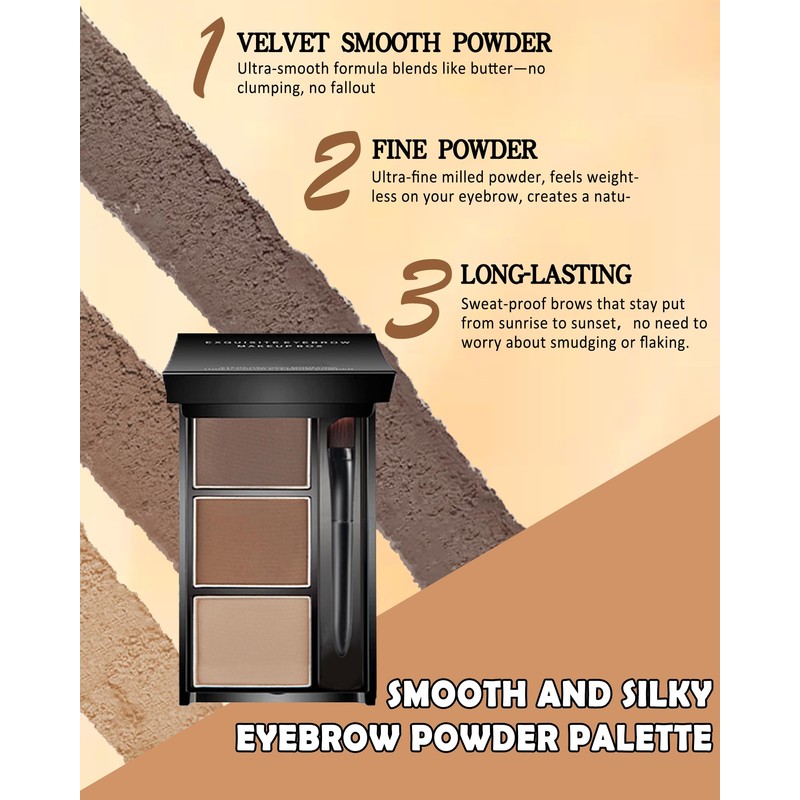 Eyebrow Powder Makeup Kit, 3 in 1 Eyebrow Kit, Brow