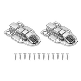 PATIKIL Small Metal Box Toggle Latch, 2 Pack Vintage Duckbilled Hasp Latch Catch with Padlock Hole & Screw for Wood Jewelry Cabinet Toolbox Ordinary Box, Silver