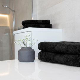 Glart Premium Terry Towel Set, Terry Towel Series in 6 Colours and 5 Sizes, Colour: Black, 6 x Face Towels 30 x 30 cm
