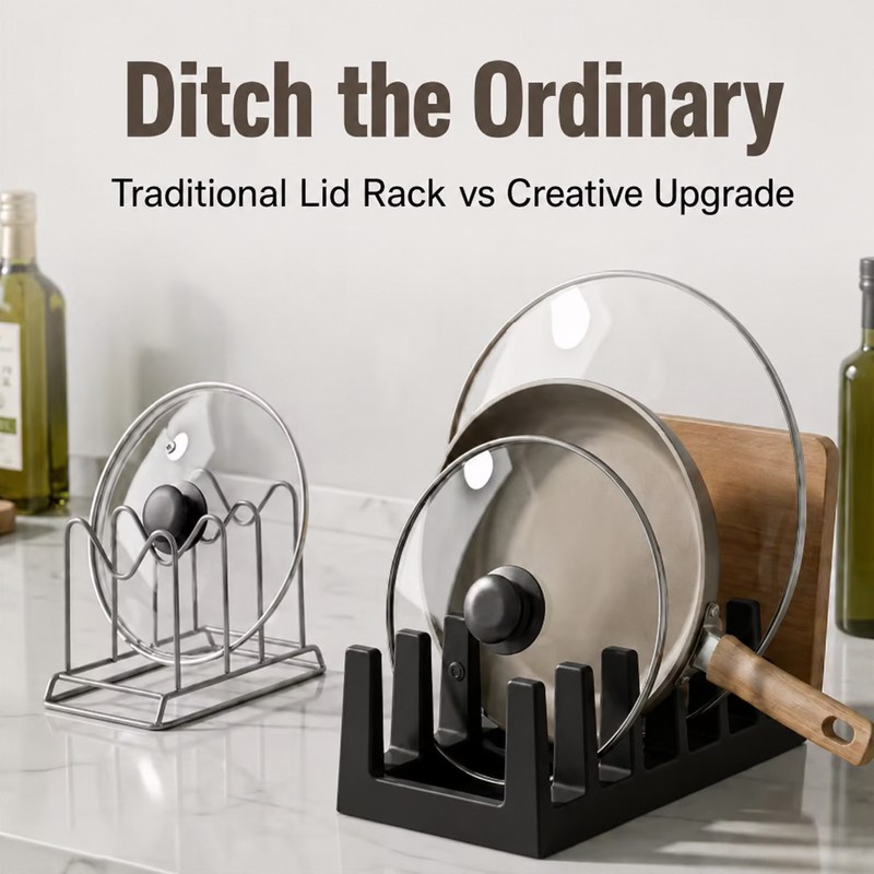 6-Slot Pot Lid Organizer for Kitchen Cabinets – Space-Saving Cookware
