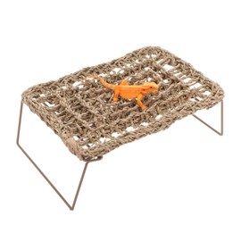 CAPASTEC Bearded Dragon Hammock, Reptile Tank Accessories Decor, Reptile Hammock, Basking Platform Metal Legs Bed Habitat for Lizard Leopard Gecko, Brown