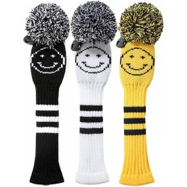Golf Headcover Utility Knit Smile Cover Golf (UT, White)