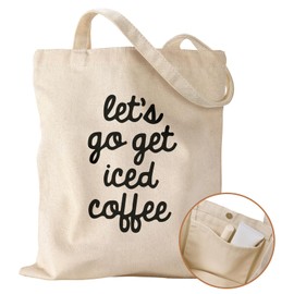 Miss Adola Aesthetic Cottonseed Coffee Tote Bag for Women - with Magnetic Buckle and Inner Pocket for Lady Cloth Cotton Tote Bag for Shopping, Gym, Work, Travel, Library,Ice Coffee