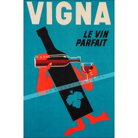 Vigna 1940 The Perfect French Wine Vintage Poster Print Retro Style Home Bar Art - 11:x17" Photo Paper
