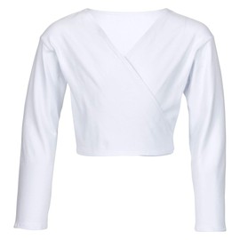 tanzmuster Mandy ballet wrap jacket for girls, extra soft cotton fabric, ballet jacket to tie for children, white 92/98