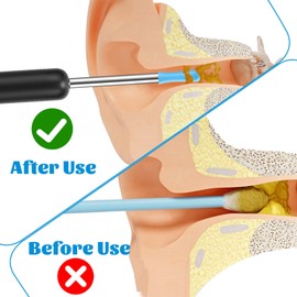 cobee 60 Pcs Ear Wax Removal Replacement Tips for Ear Camera, Ear Spoon Tips Silicone Ear Spoon Replacement Tips Ear Cleaner Replacement for Adults Ear Wax Removal Endoscope(60)