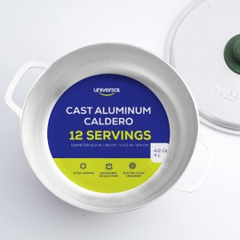 Universal (Medium Size) Caldero 12 Cups - 4.2 QT / 4 L, Stainless Aluminum Pot, Even Heat Distribution and Fast Cooking Dutch Oven Pot, Ergonomic Handles, Ideal for Rice, French Fries, and More