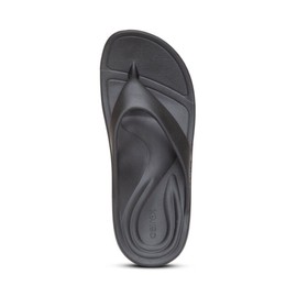 Aetrex Maui Orthopedic Flip Flops for Women Arch Support - Pressure Relief Water-Friendly Shock Absorption Super Soft UltraSky EVA Foam Flip Flops Matte-Black