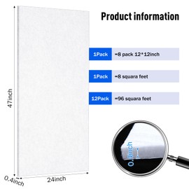 Landical 12 Pack Large Acoustic Panels, 47 x 24 x 0.4 Inch Soundproof Wall Panels, Acoustical Wall Panels, Self-adhesive Sound Absorbing Panel, Acoustic Panel for Studio Home Office(White)
