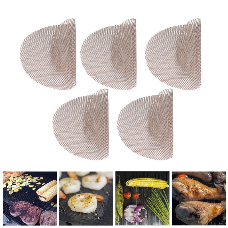 5Pcs High Temperature Resistant Barbecue Round Mat Reusable Non Stick