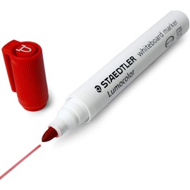Staedtler Lumocolor Whiteboard Marker Pens 351 - Dry Erase Correction Pen - Bullet Tip - Pack of 4 x RED