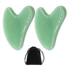 2 Pieces Jade Massage Tools, Jade Gua Sha Face Massage Tools, Body Massage Tools for Muscle Relaxation and Relieving Muscle Tension
